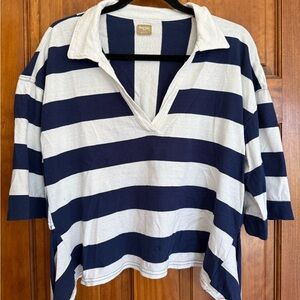 Free People Free-est Rugby Shirt with Tie Sz. M